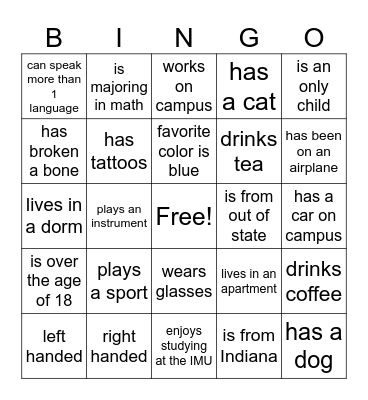 Find someone who... Bingo Card