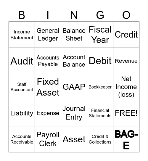 Accounting & Finance Terms Bingo Card