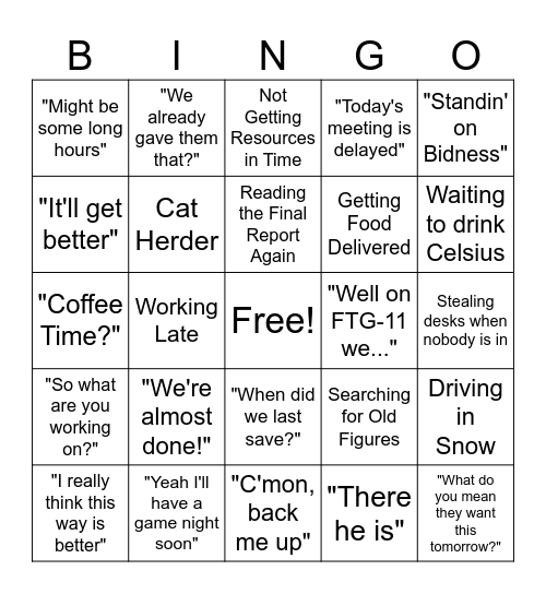 FTG-12 Bingo Card