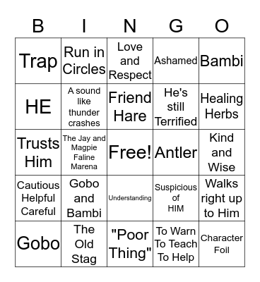 Bambi Bingo Card