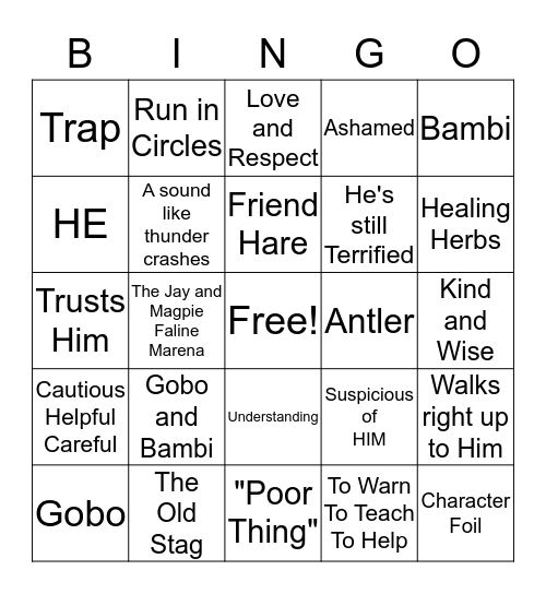 Bambi Bingo Card