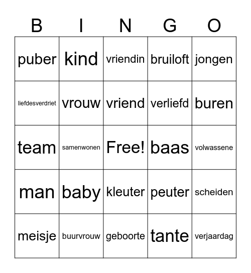 familie lowan dag 3 en 4 Bingo Card