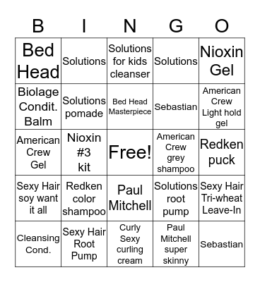 Product Bingo Card