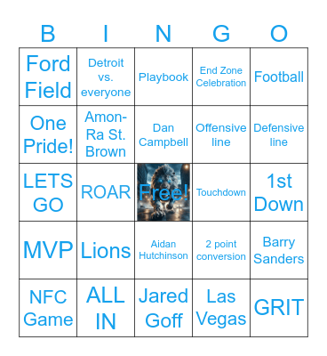 Lion's Bingo Card