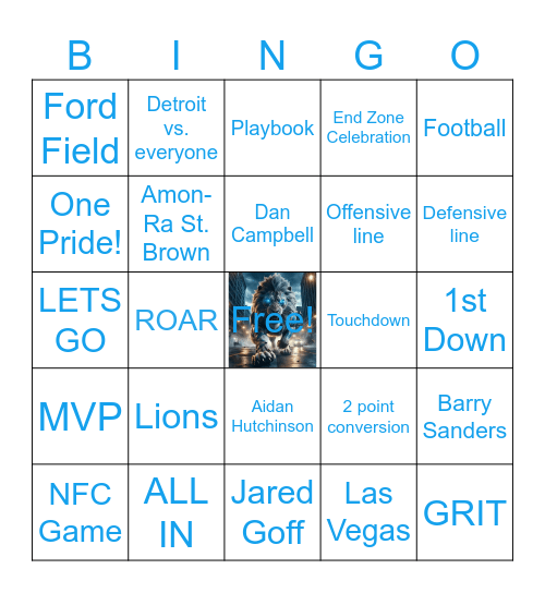 Lion's Bingo Card