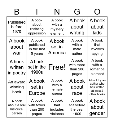 Historical Fiction Bingo - 2023 Bingo Card