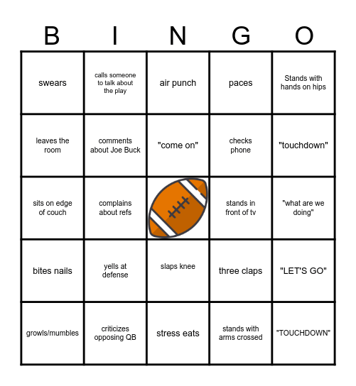 Football Bingo Card