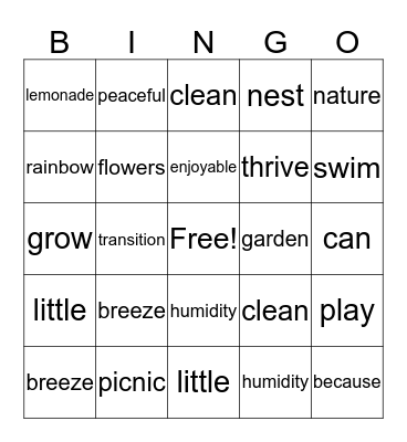 Springtime Bingo for Books Bingo Card