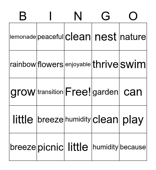 Springtime Bingo for Books Bingo Card