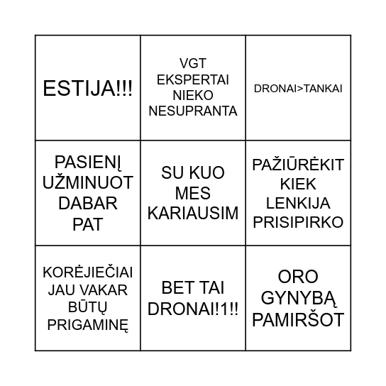 KARO EKSPERTO BINGO Card