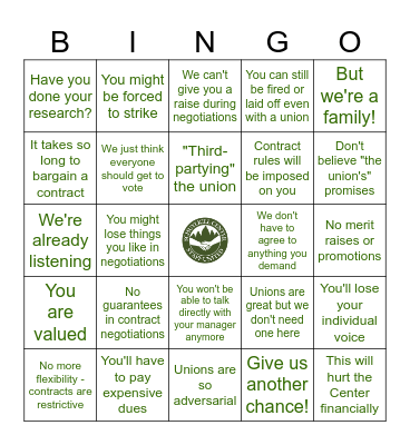 SCSU UNION-BUSTING BINGO Card