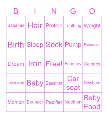 Baby Bingo Card