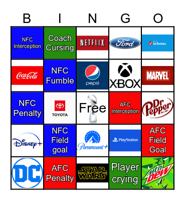 SuperBowl BINGO Card