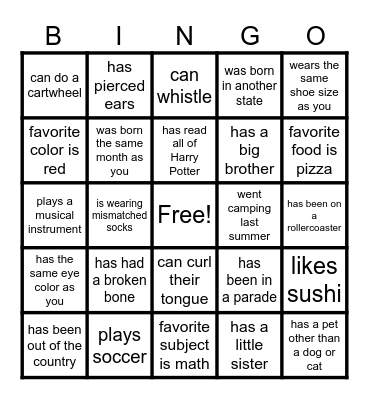 Find Someone Who... Bingo Card