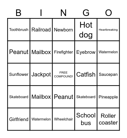 Compound Words! Bingo Card