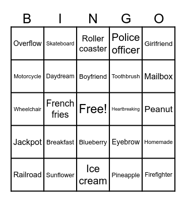 Compound Words Bingo Card