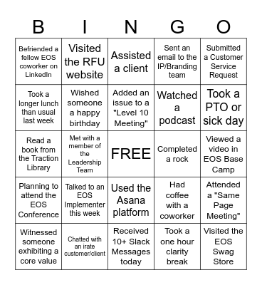 EOS BINGO! Bingo Card