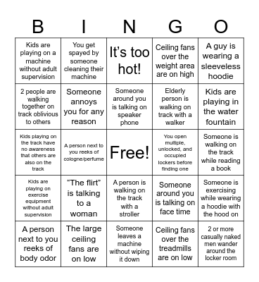 YMCA Workout Bingo Card