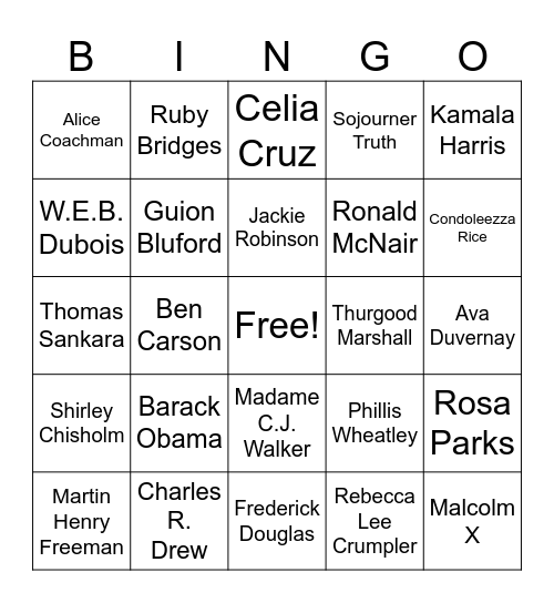 Black History Bingo Card