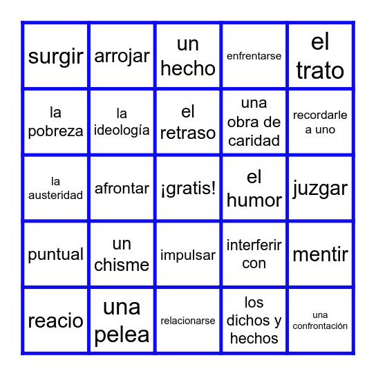 entreculturas 3 unidad 6 así se dice 1-5 Bingo Card