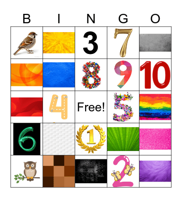 Colores y Números Bingo Card