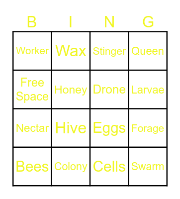 Inside the Hive Bingo Card