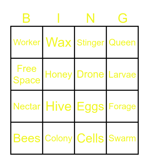 Inside the Hive Bingo Card