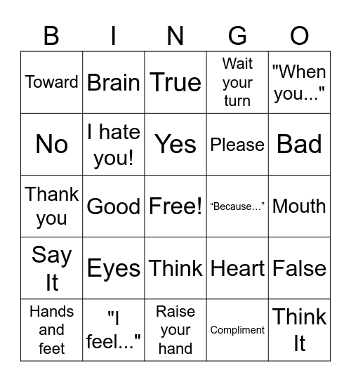 Communication Bingo Card