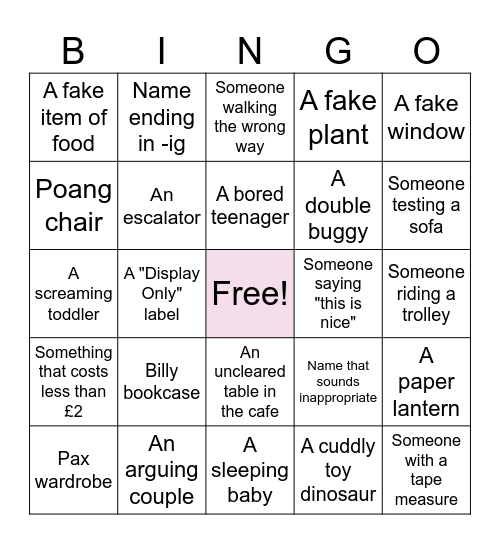 IKEA Virgin Bingo Card