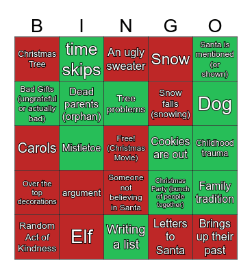 Christmas Movie Bingo Card