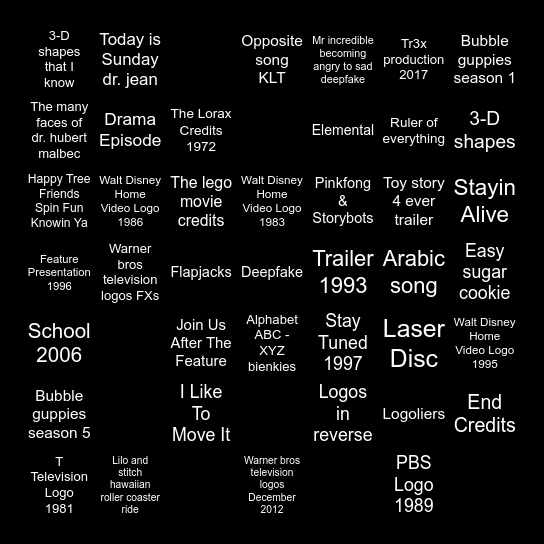 1964-2025 Bingo Card