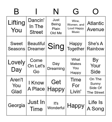Vinyl Bingo - Get Happy Edition Bingo Card