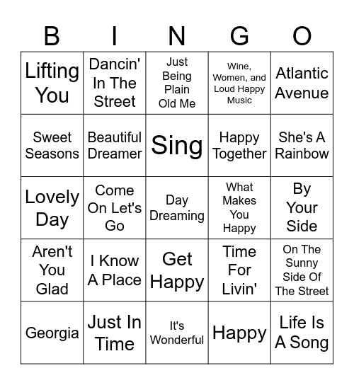 Vinyl Bingo - Get Happy Edition Bingo Card