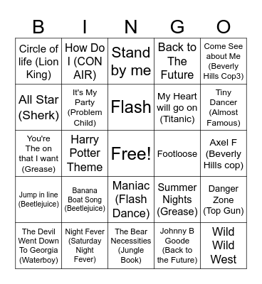 Movies That Made Us Bingo Card