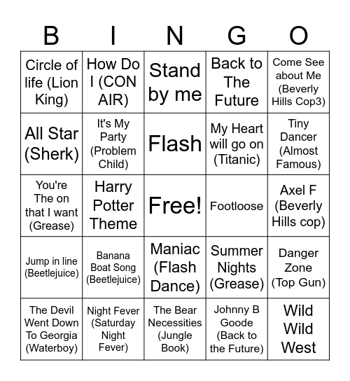 Movies That Made Us Bingo Card