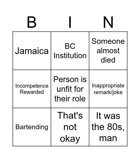 Storytime with Craig Bingo Card