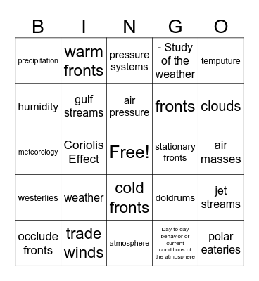 weather bingo  Bingo Card