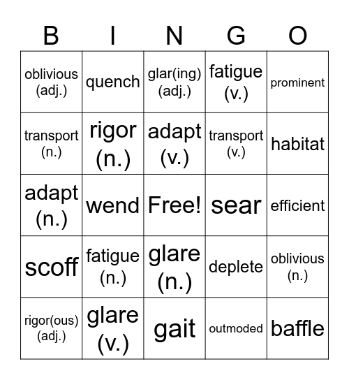 WW13,grade6 Bingo Card