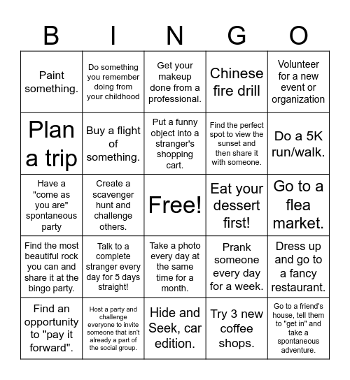 2024: Bring back the fun! Bingo Card