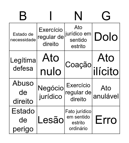 BINGO DE CIVIL II Bingo Card