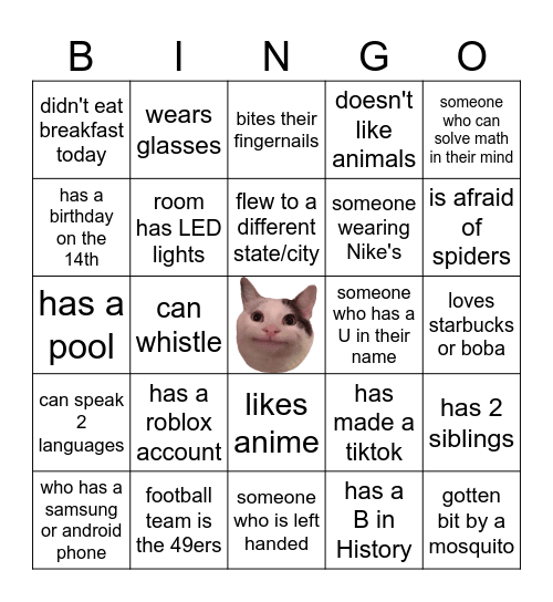 Get To Know Bingo Card
