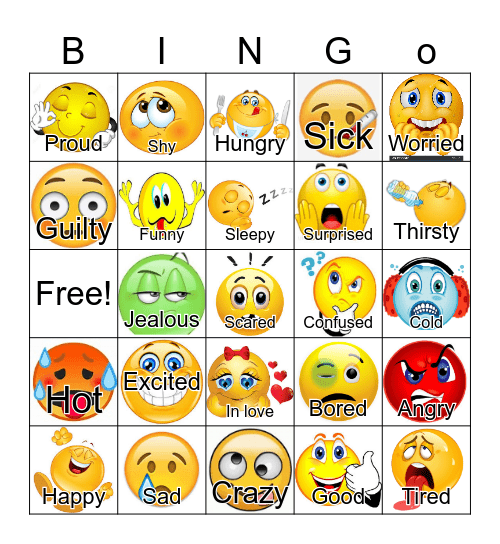 MVALP Feelings Bingo Card