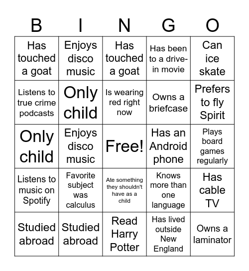 Untitled Bingo Card