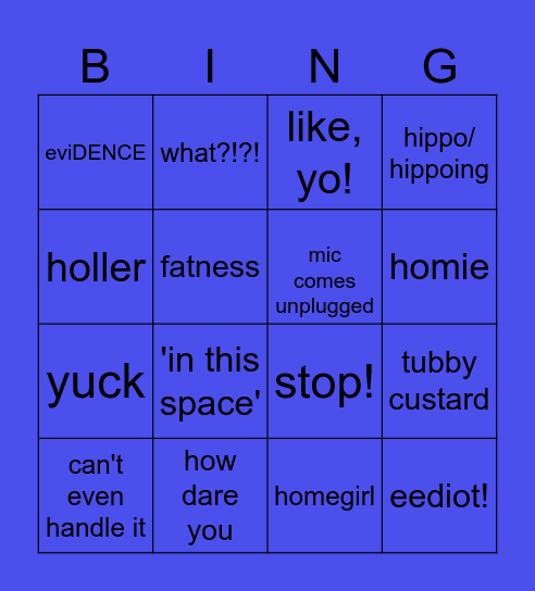 Nut Bingo Card