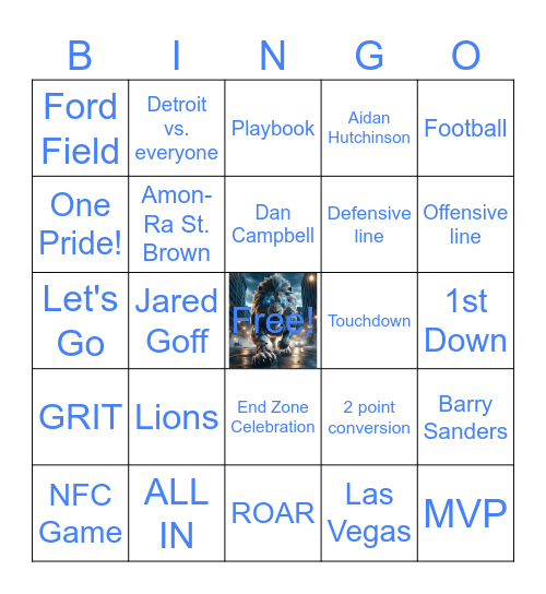 Lion's Bingo Card