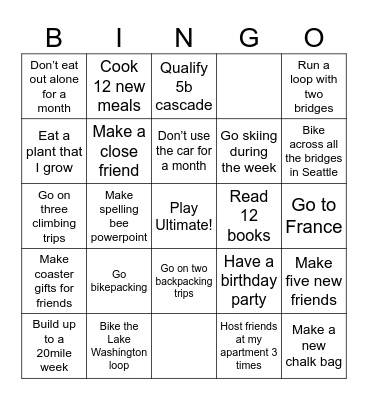 Jay's 2024 Bingo Card