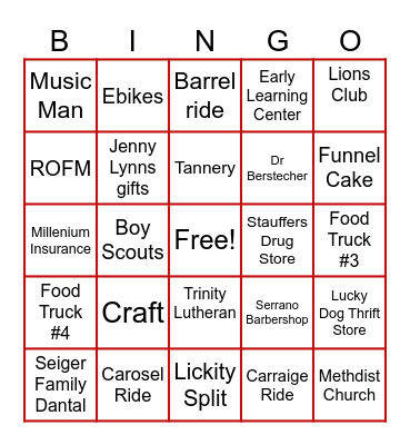 Christmas on Main  Bingo Card