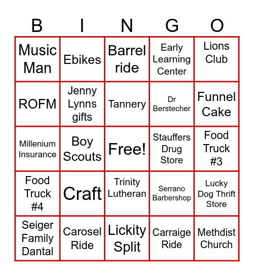 Christmas on Main  Bingo Card