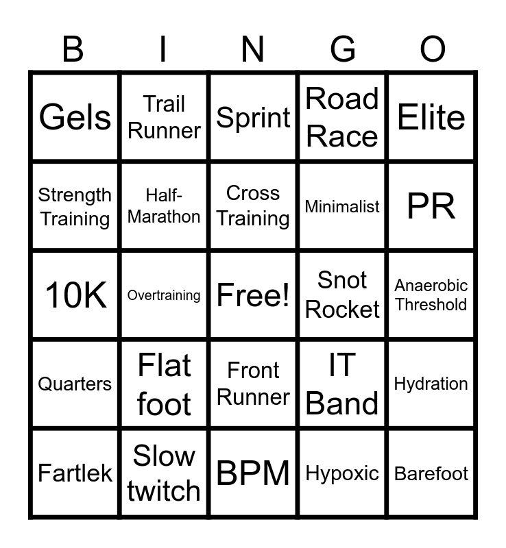 Runner's Bingo! Bingo Card