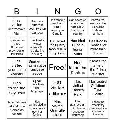 LINC Bingo Card